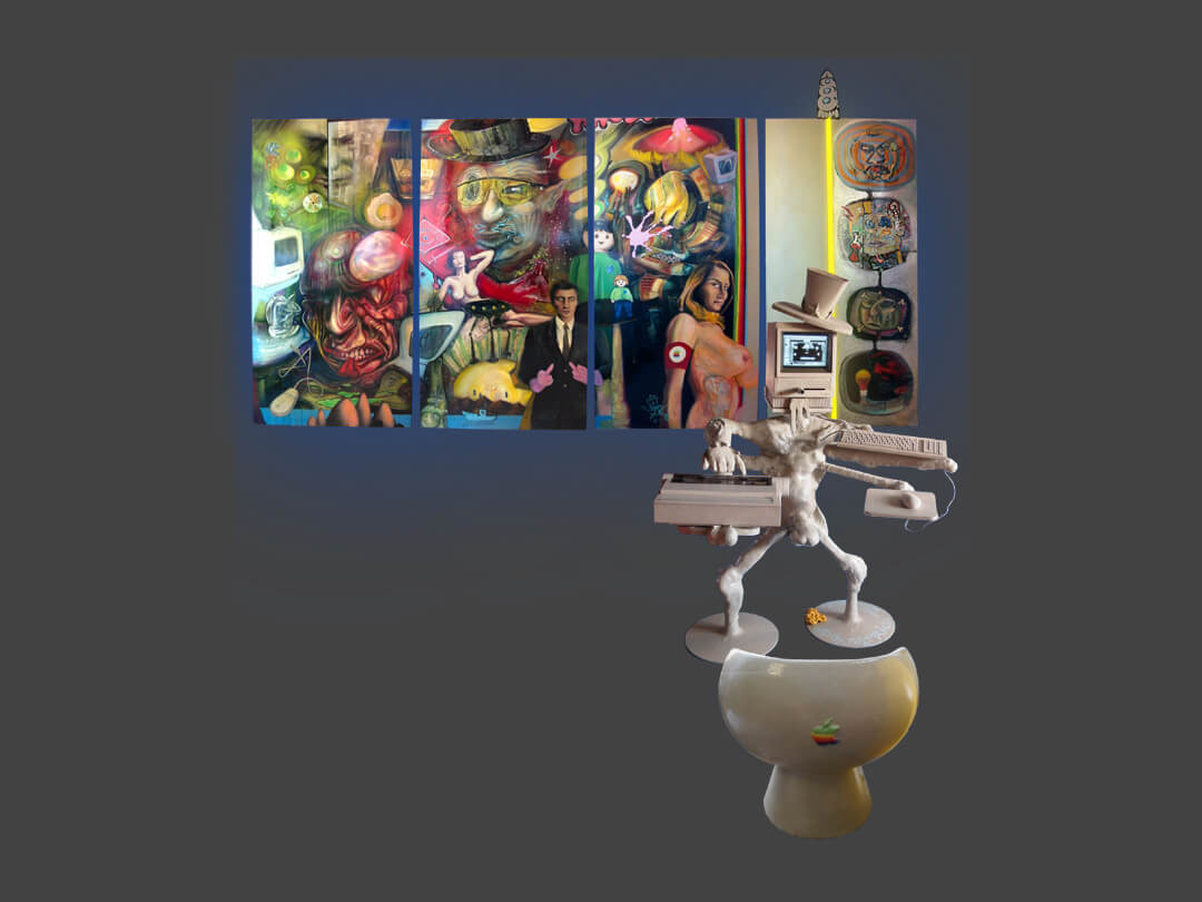Sculpture, peinture, informatique vintage – Macmania 2000 – Installation