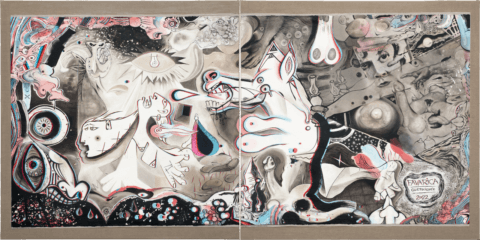 Guerniquée – 130 × 260 cm (Diptyque composé de deux formats de 130 × 130 cm) d’après le tableau Guernica de Picasso