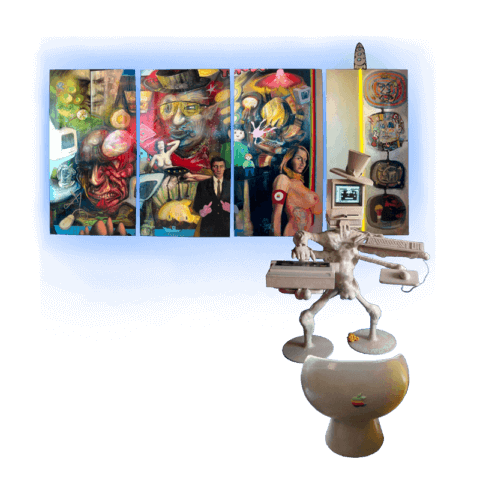 Sculpture, peinture, informatique vintage – Macmania 2000 – Installation