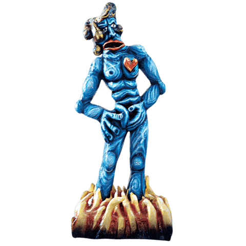 Mousse expansive et résine polychrome – Le Cœur au bûcher – Sculpture