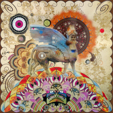 Création artistique numérique – Taureau Androcéphale Ailé