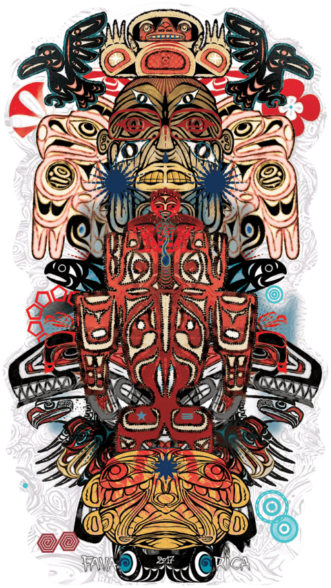 Œuvre numérique – Totem aux Visages