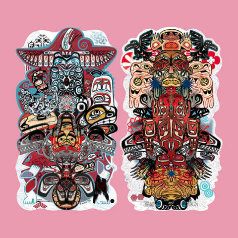 Art numérique, impression sur Dibond – Totems – Exposition Vortex Codex à la galerie Outsiders, Rouen