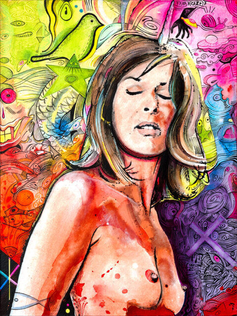 Encre et aquarelle sur papier – Vallée Dérangeante