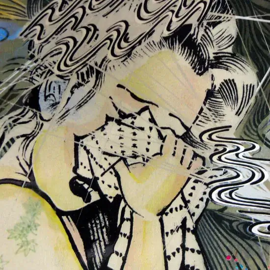 Détail d’une création numérique, Rui-Katsu, femme japonaise