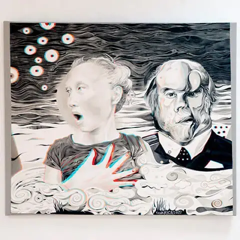 Peinture en anaglyphe visible avec les lunettes 3D