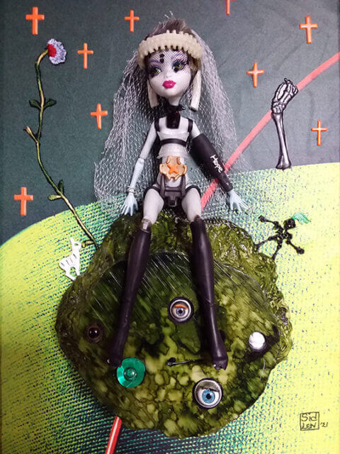 SidLen – Les Noces Funèbres (détail) – 2021 – 48 × 38 cm